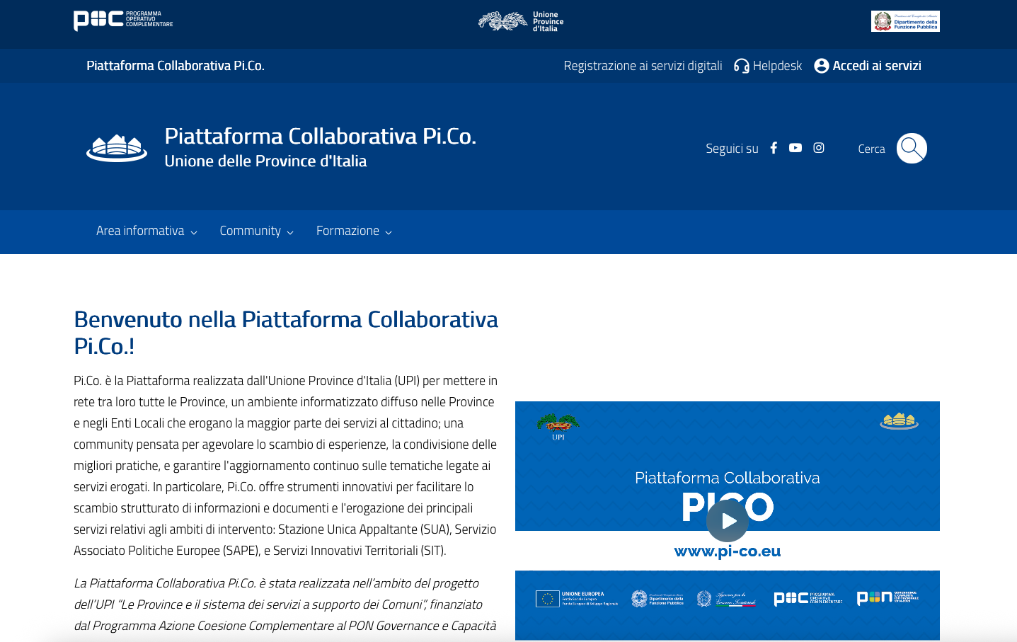 Anteprima della Piattaforma Collaborativa Pi-Co
