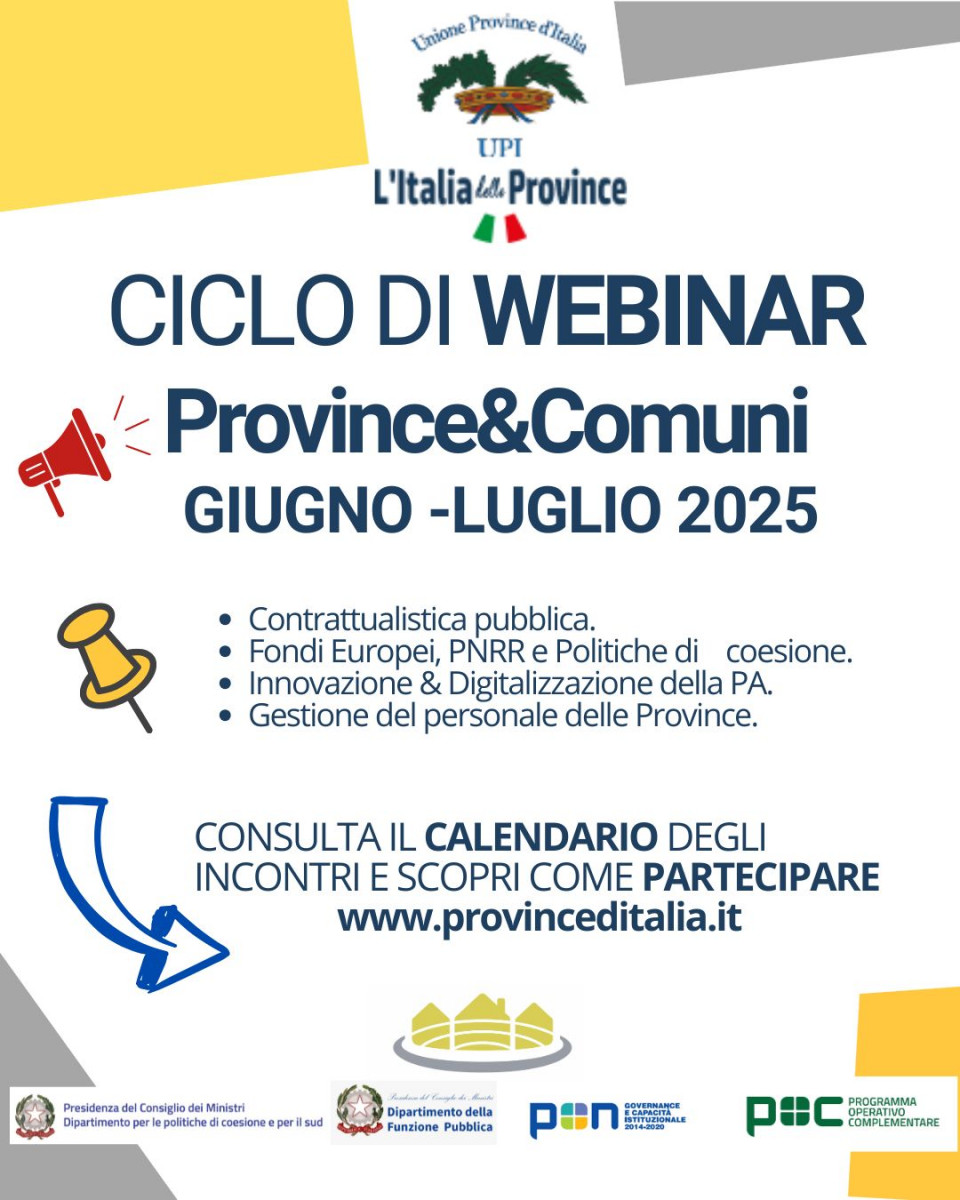 Locandina del ciclo di webinar organizzato da UPI